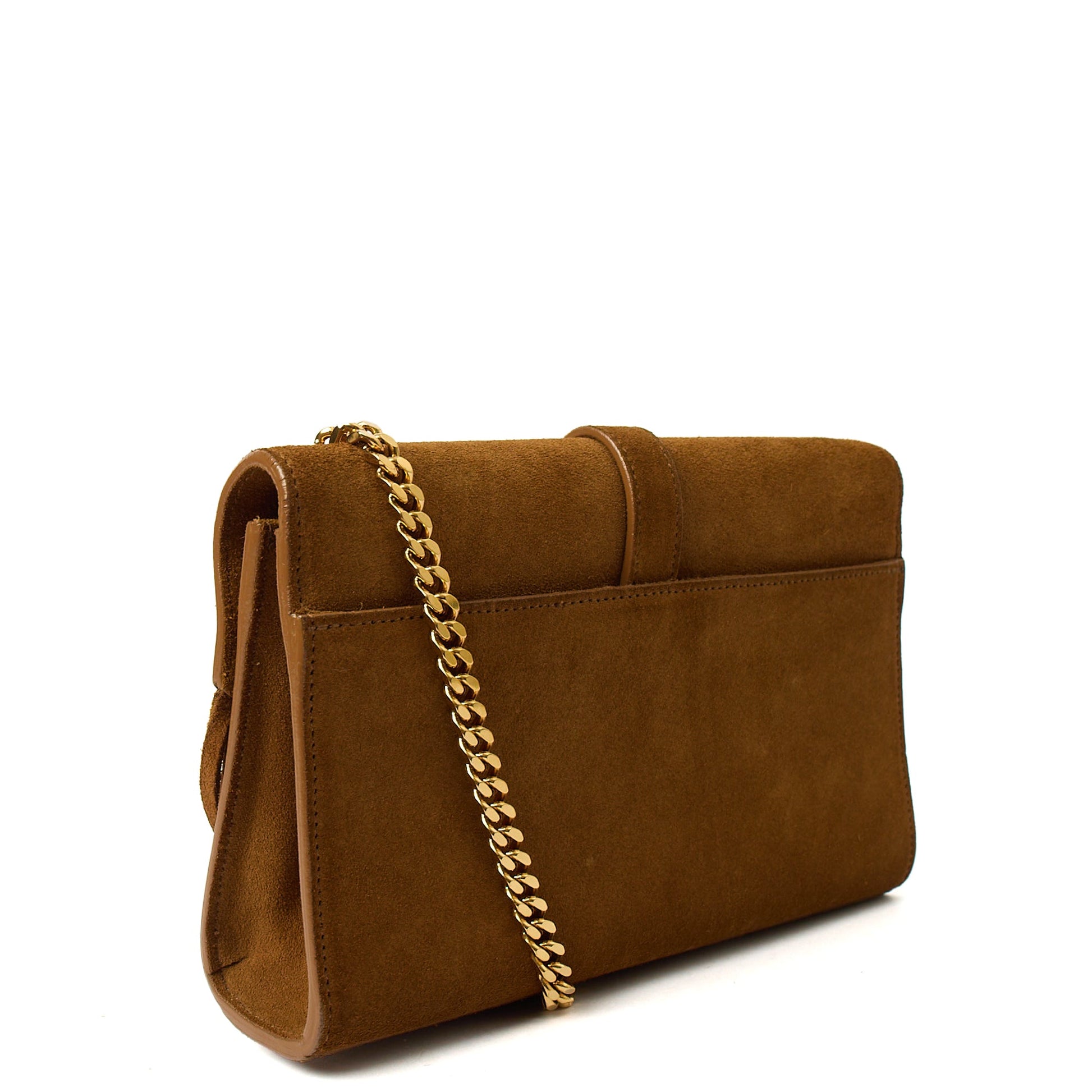Saint Laurent Shoulder Bag Fringe Bag in Brown, Suede — Back View