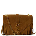 Saint Laurent Shoulder Bag Fringe Bag in Brown, Suede — Front View