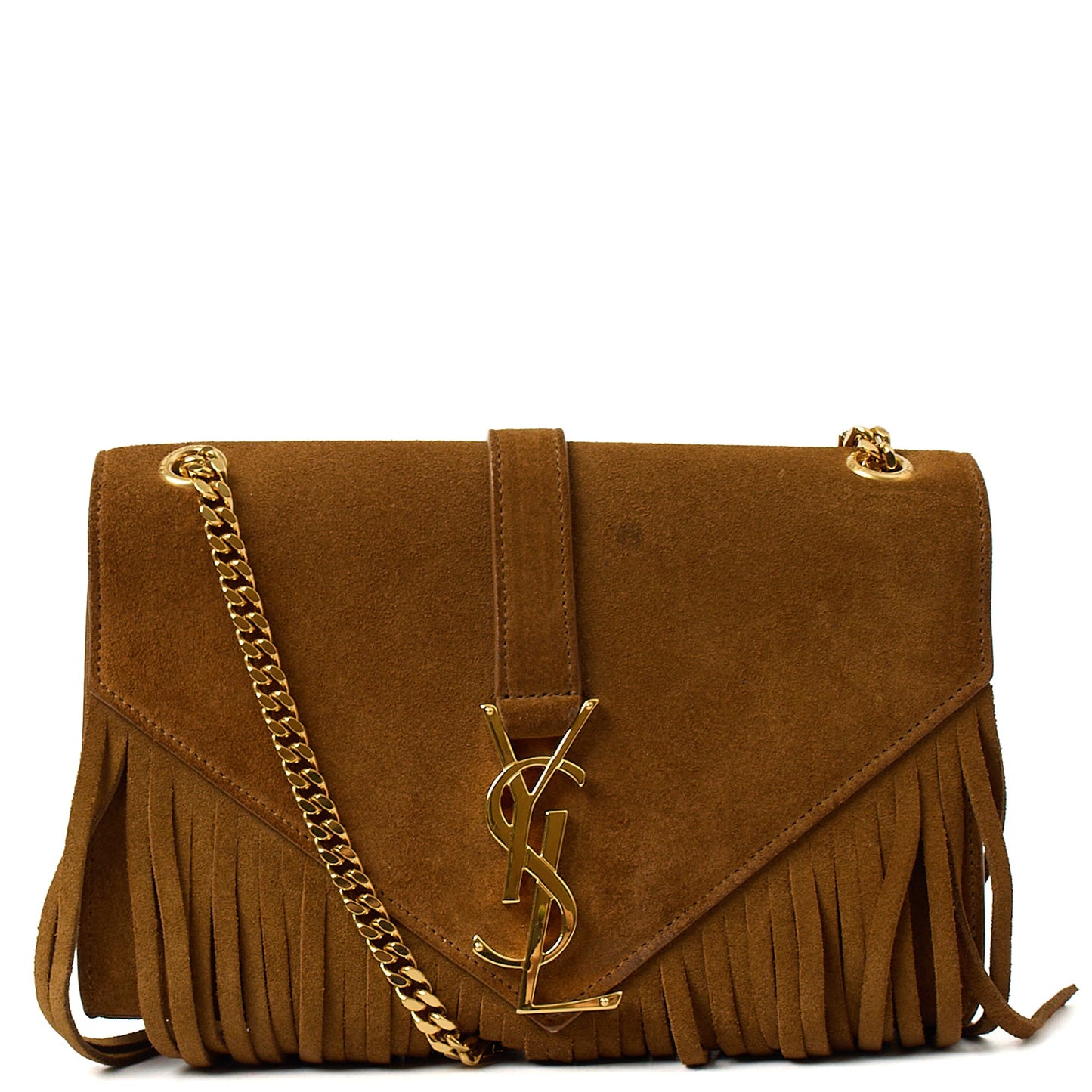 Saint Laurent Shoulder Bag Fringe Bag in Brown, Suede — Front View