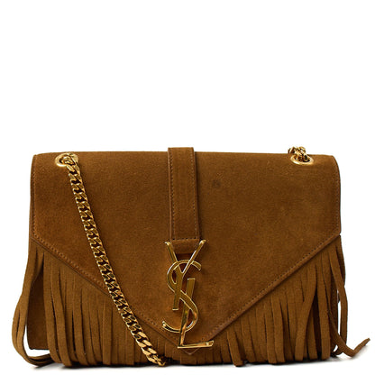 Saint Laurent Shoulder Bag Fringe Bag in Brown, Suede — Front View