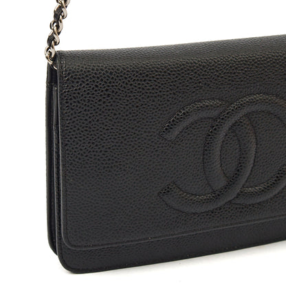 Chanel Cross Body Wallet on Chain in Black, Caviar Leather — Alternate View 18