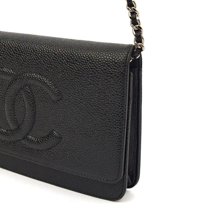 Chanel Cross Body Wallet on Chain in Black, Caviar Leather — Lifestyle View