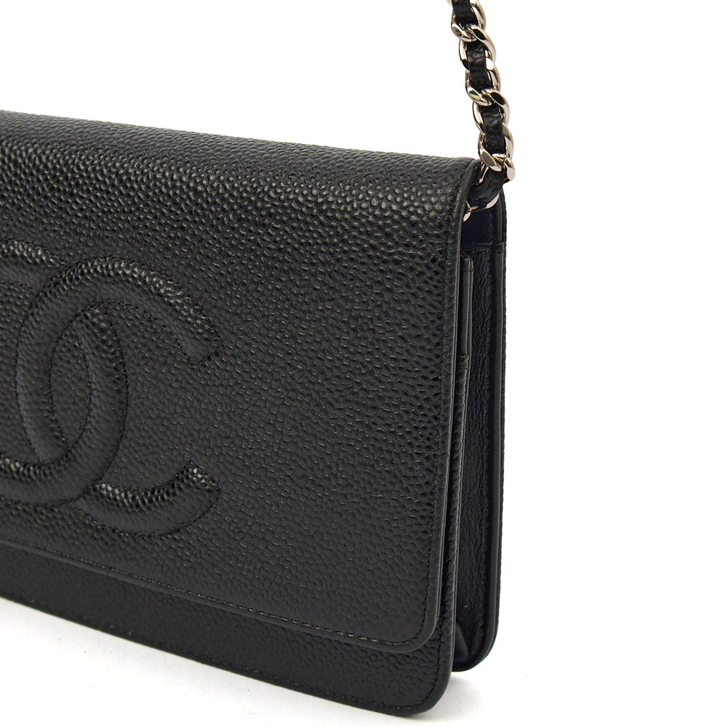 Chanel Cross Body Wallet on Chain in Black, Caviar Leather — Alternate View 16