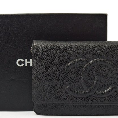 Chanel Cross Body Wallet on Chain in Black, Caviar Leather — Alternate View 12