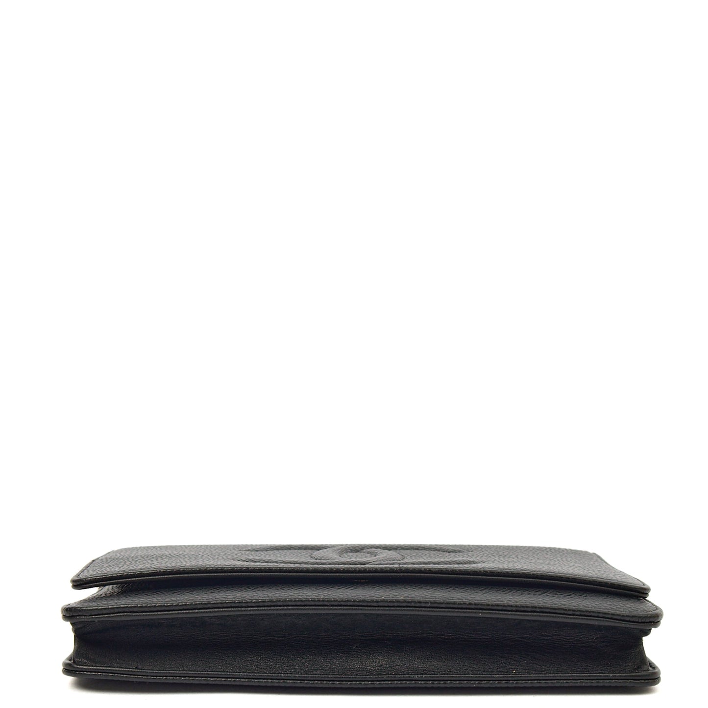 Chanel Cross Body Wallet on Chain in Black, Caviar Leather — Detail View