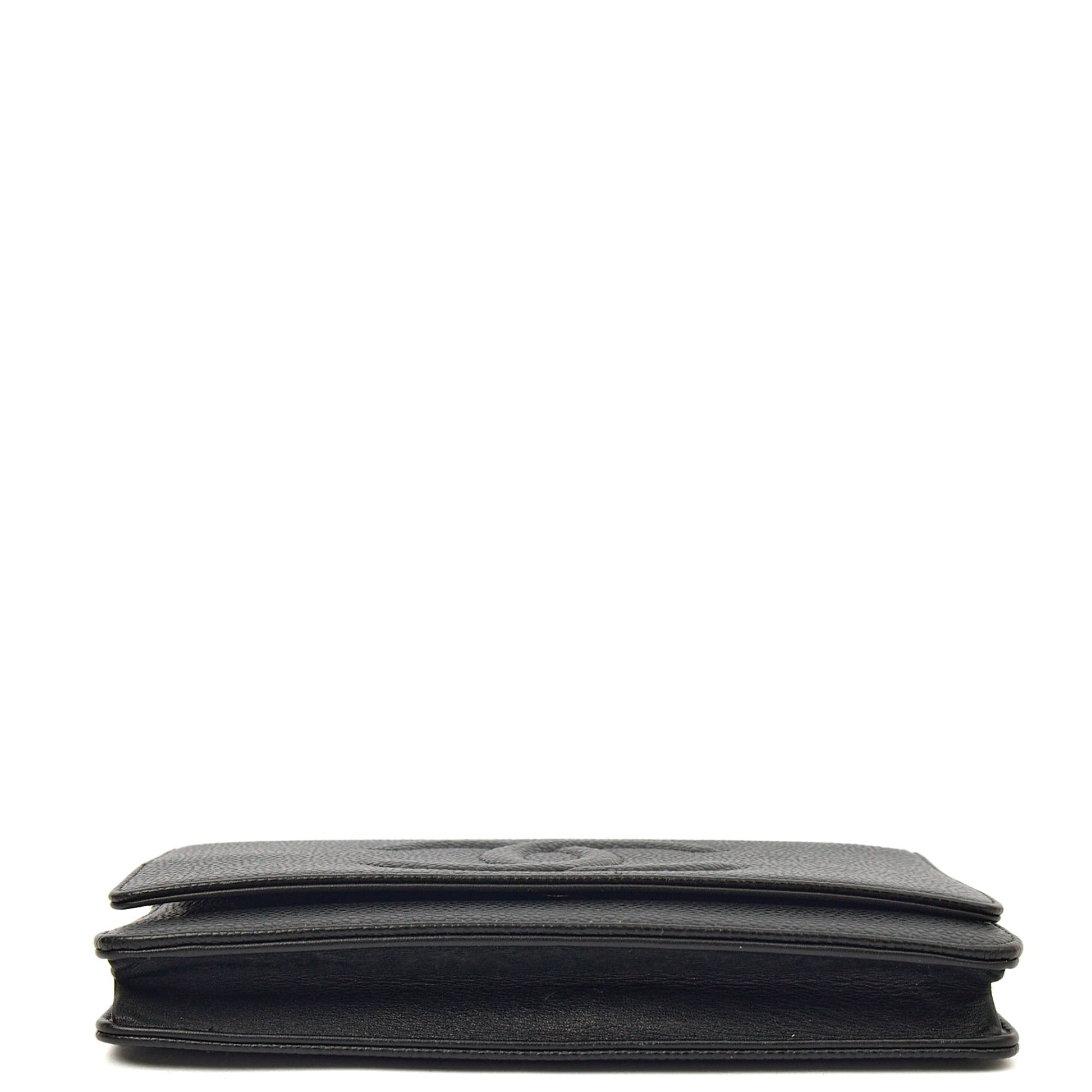 Chanel Cross Body Wallet on Chain in Black, Caviar Leather — Detail View