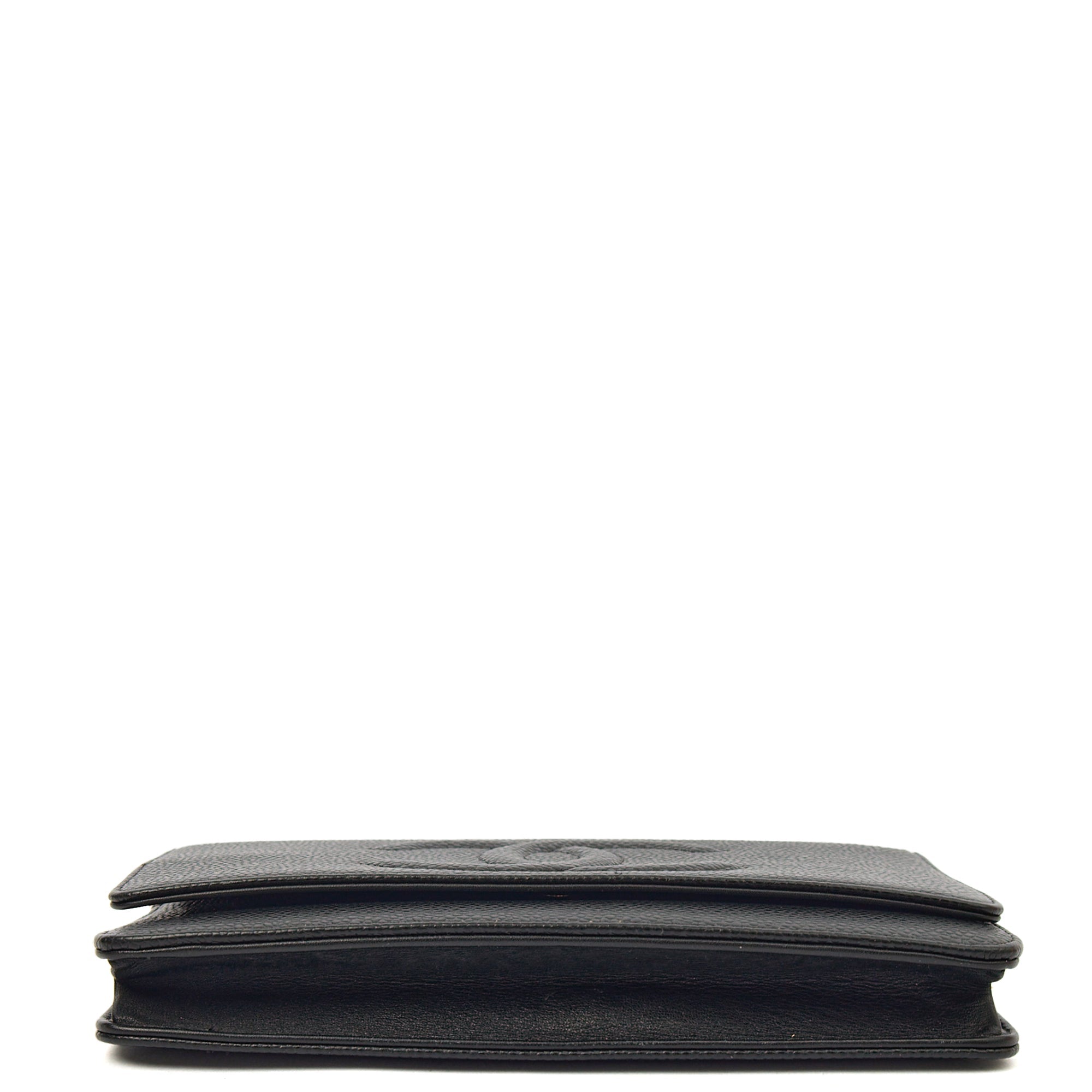 Chanel Cross Body Wallet on Chain in Black, Caviar Leather — Detail View