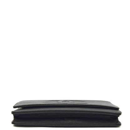Chanel Cross Body Wallet on Chain in Black, Caviar Leather — Detail View