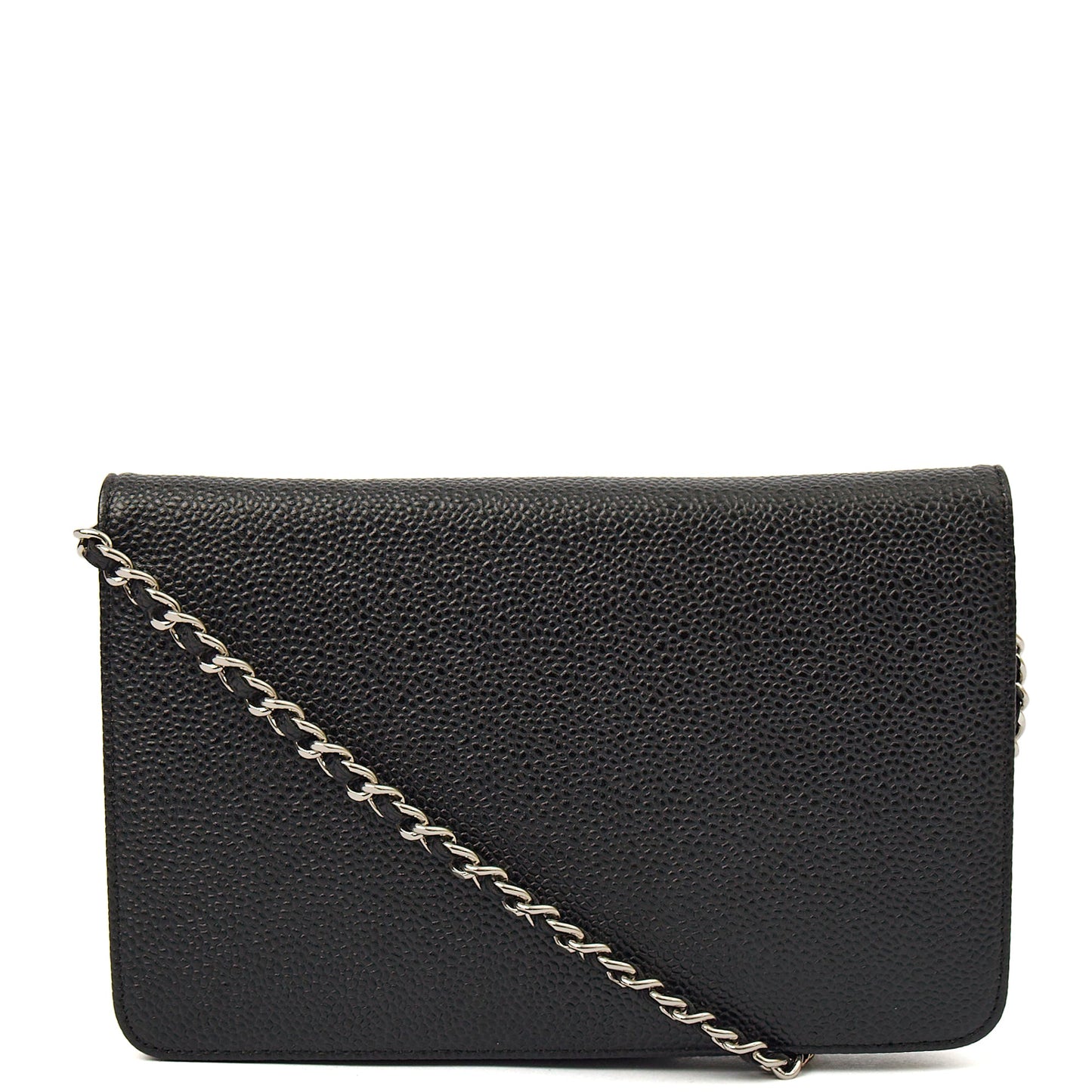 Chanel Cross Body Wallet on Chain in Black, Caviar Leather — Top View