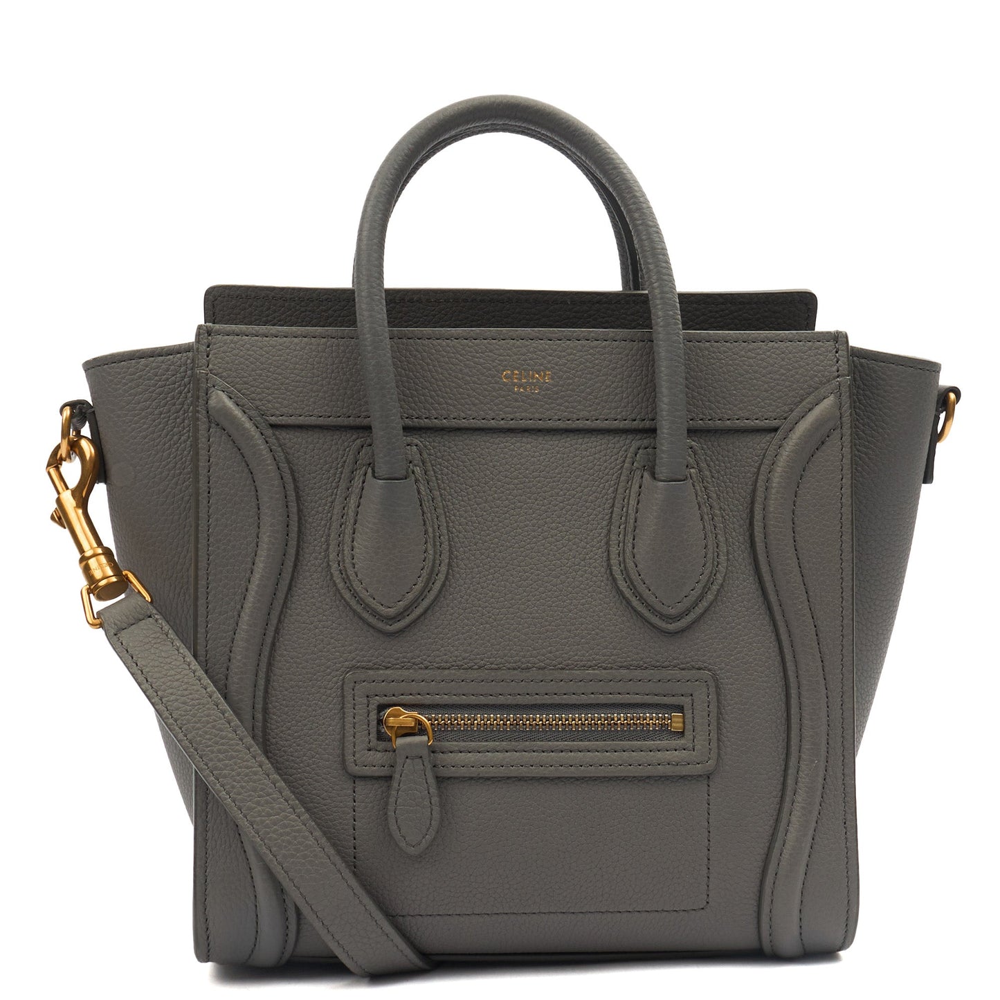 Celine Cross Body Luggage - Nano in Kohl, Leather — Front View