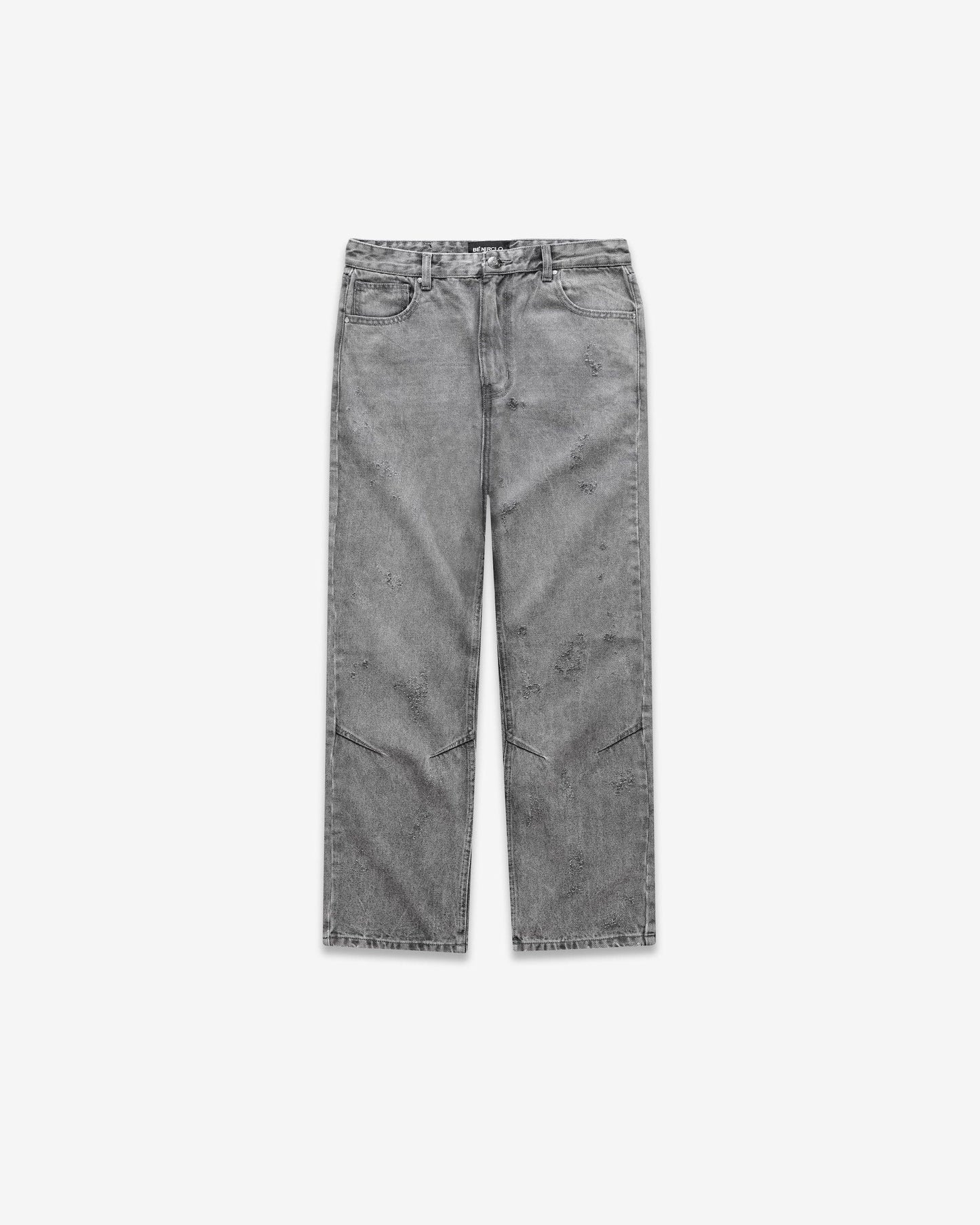 Benir Clothing Distressed Denim - Stone Grey — 28 — Front View