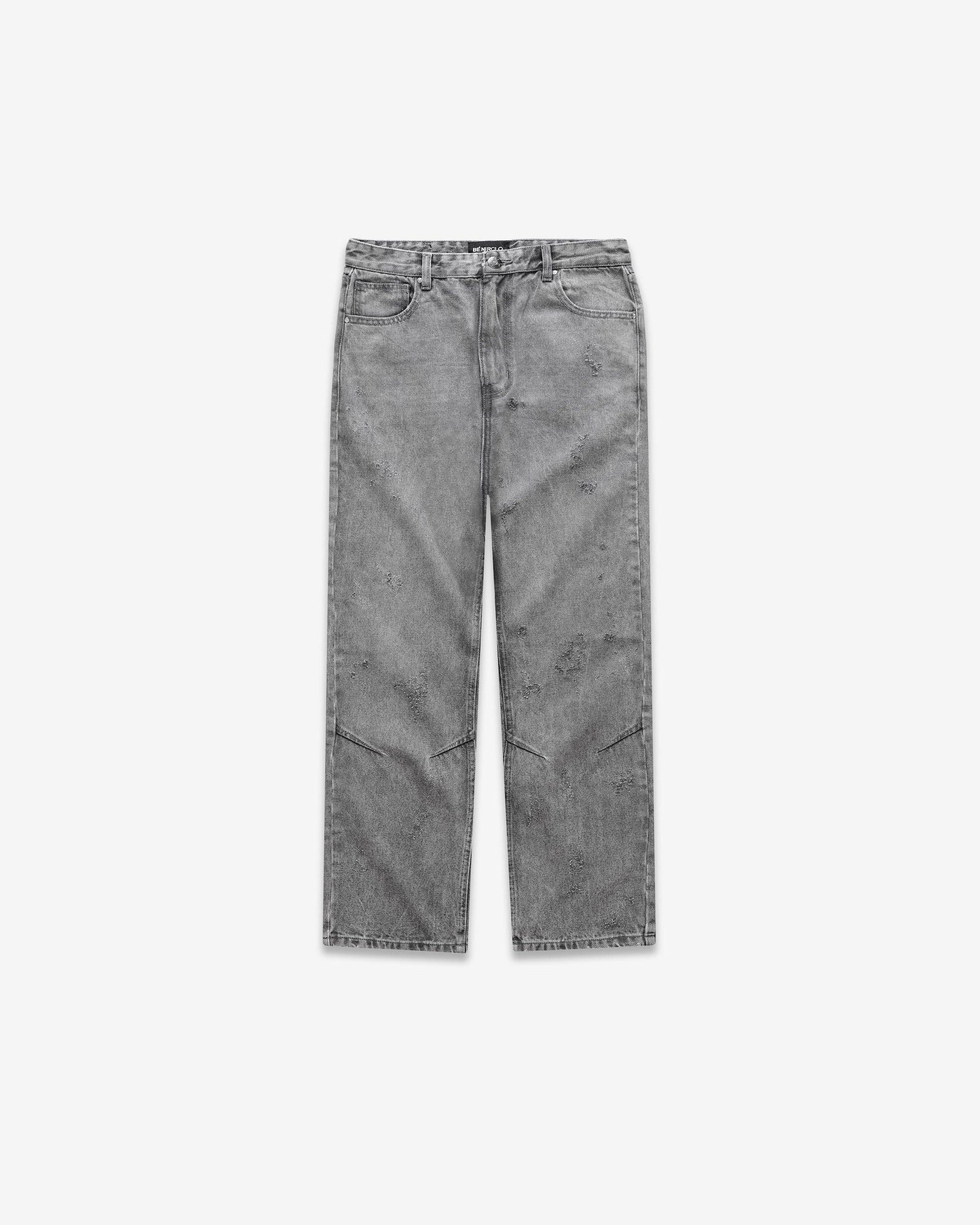 Benir Clothing Distressed Denim - Stone Grey — 28 — Front View