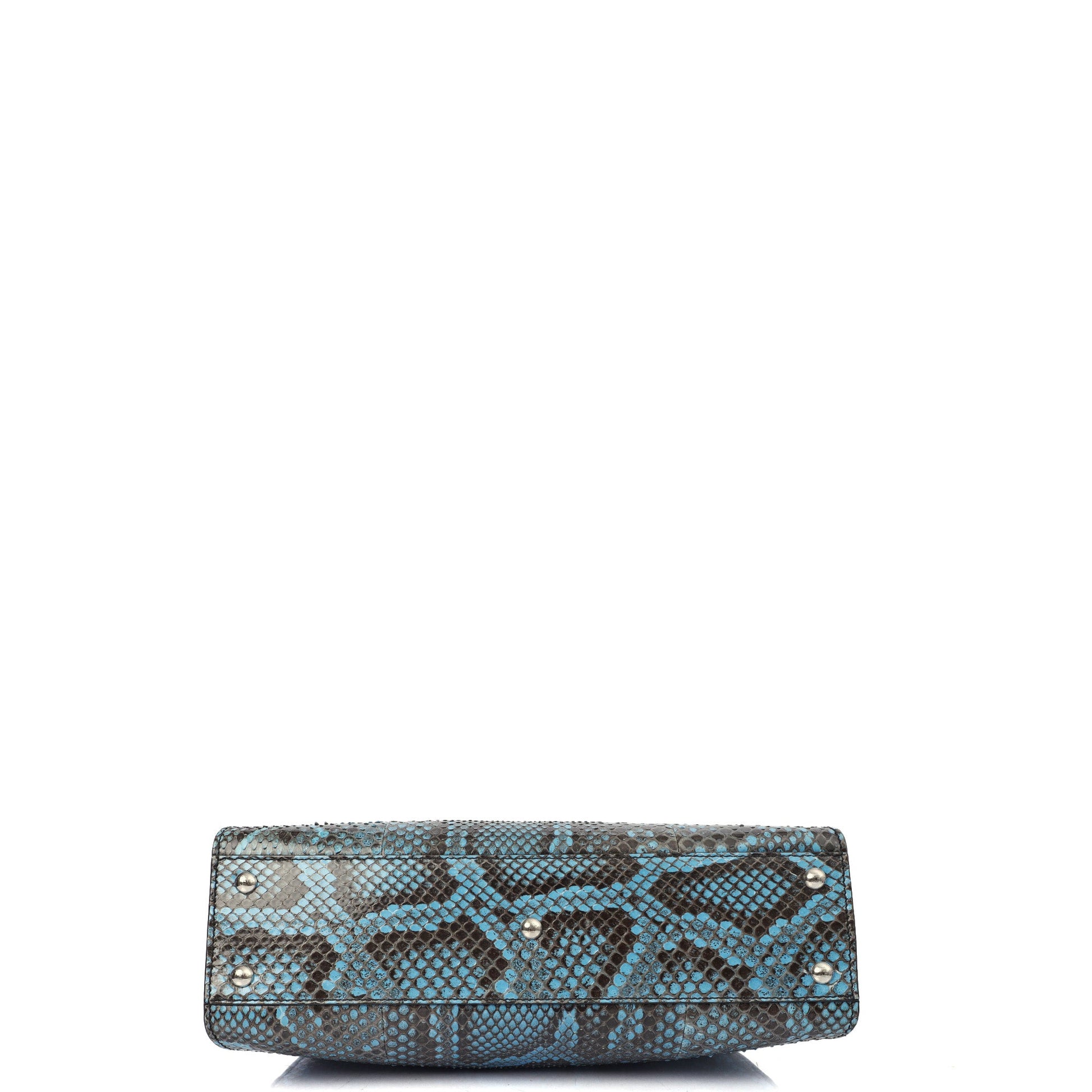 Fendi Top Handle Peekaboo - Medium in Blue, Python Leather — Top View