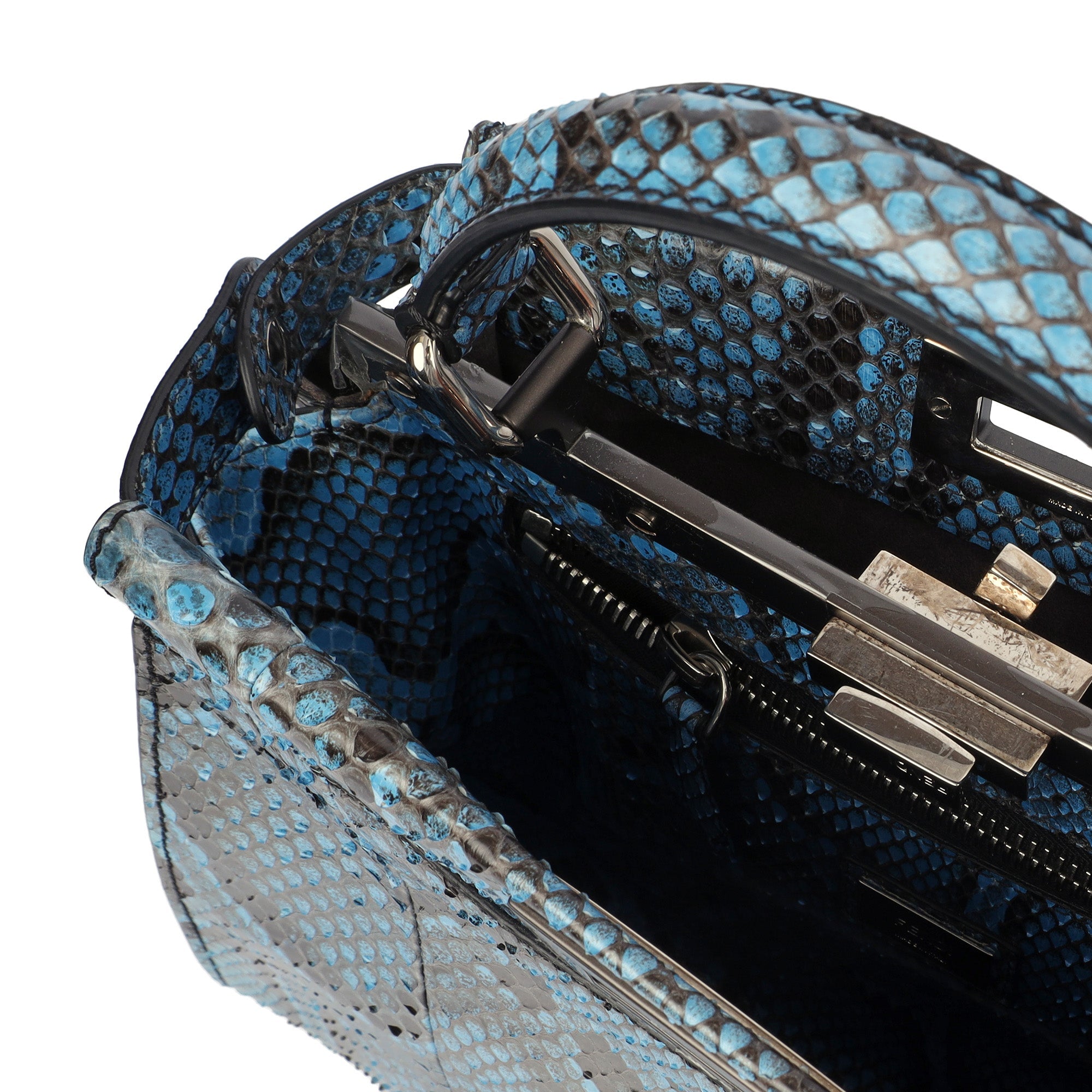 Fendi Top Handle Peekaboo - Medium in Blue, Python Leather — Alternate View 7