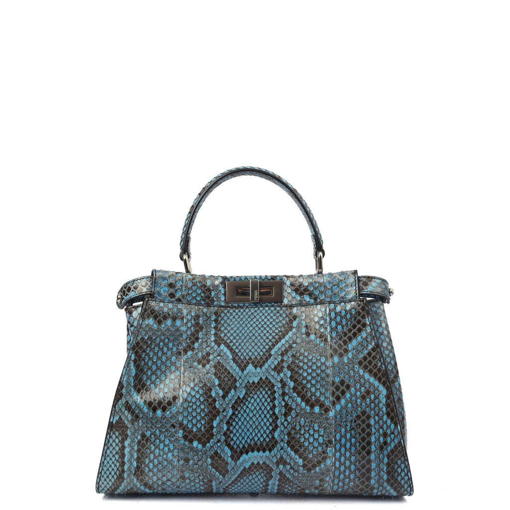Fendi Top Handle Peekaboo - Medium in Blue, Python Leather — Alternate View 8