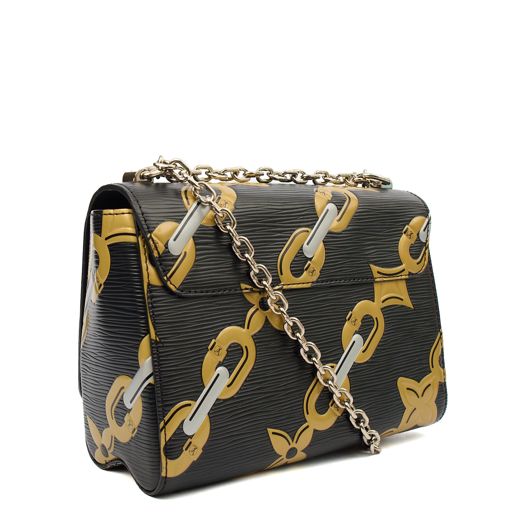 Louis Vuitton Cross Body Twist MM in Black, Epi Leather — Back View