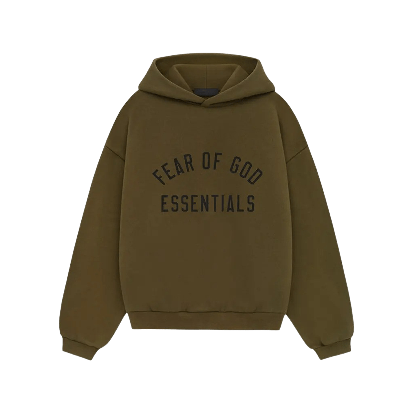 Fear of God Essentials Kids Fleece Hoodie 'Olive' — XXS - 2/3 — Front View