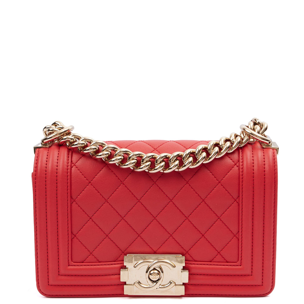 Chanel Cross Body Boy - Small in Red, Leather — Front View