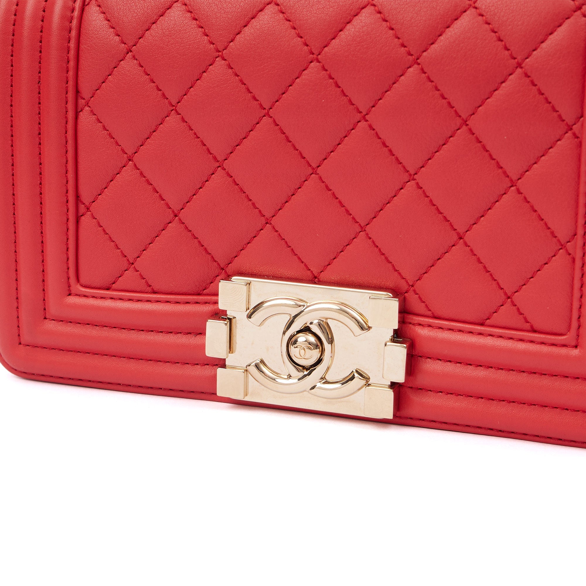 Chanel Cross Body Boy - Small in Red, Leather — Top View