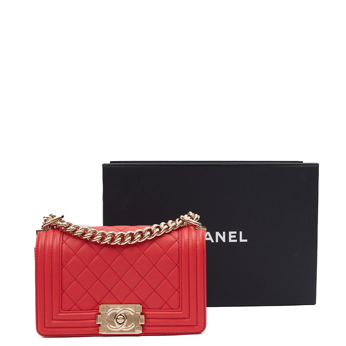 Chanel Cross Body Boy - Small in Red, Leather — Lifestyle View