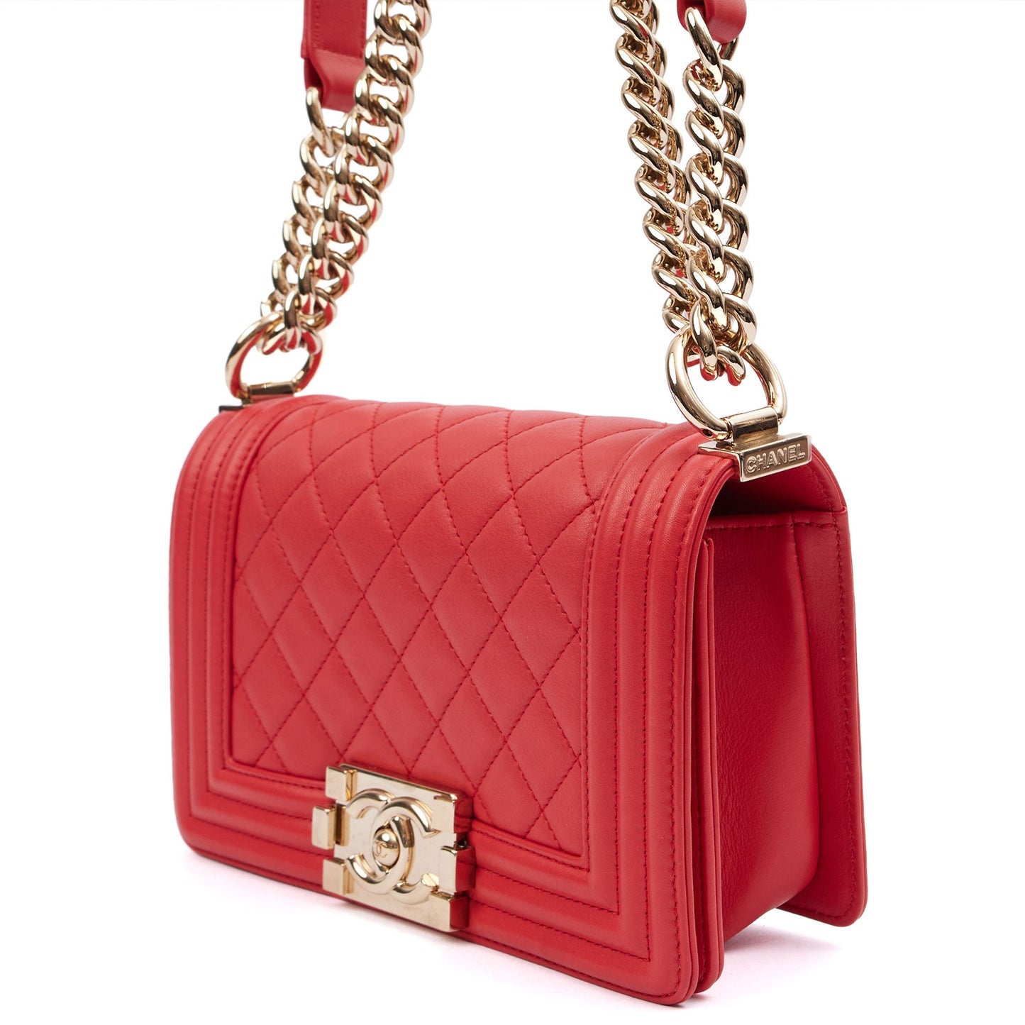 Chanel Cross Body Boy - Small in Red, Leather — Detail View