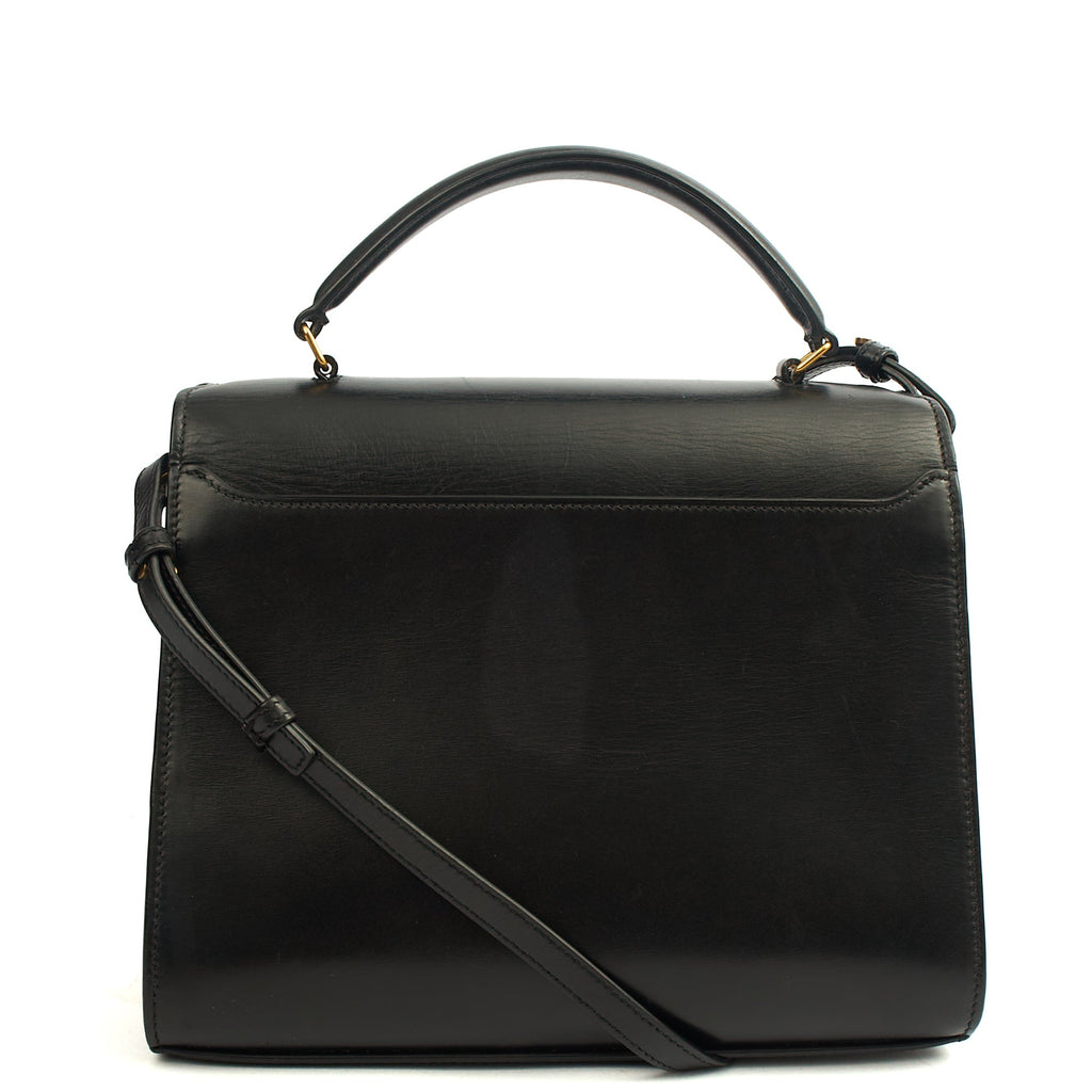 Saint Laurent Top Handle Cassandra Top Handle - Medium in Black, Leather — Top View