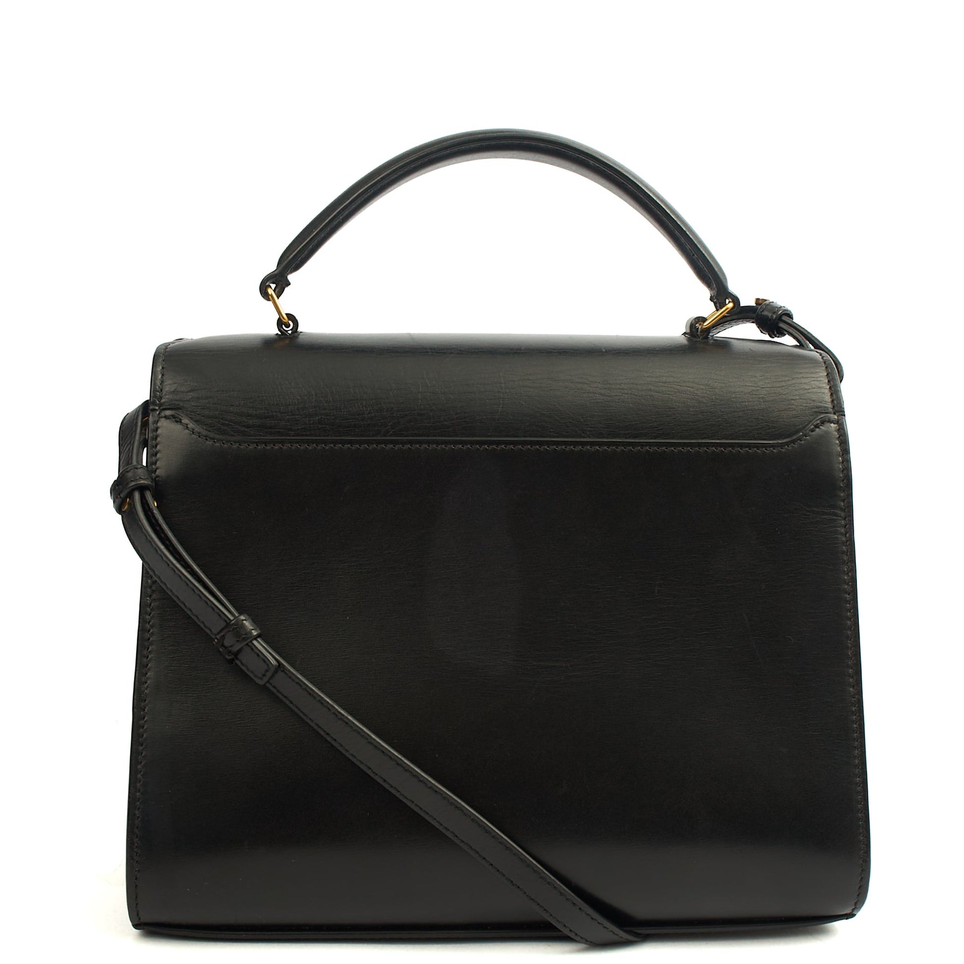 Saint Laurent Top Handle Cassandra Top Handle - Medium in Black, Leather — Top View
