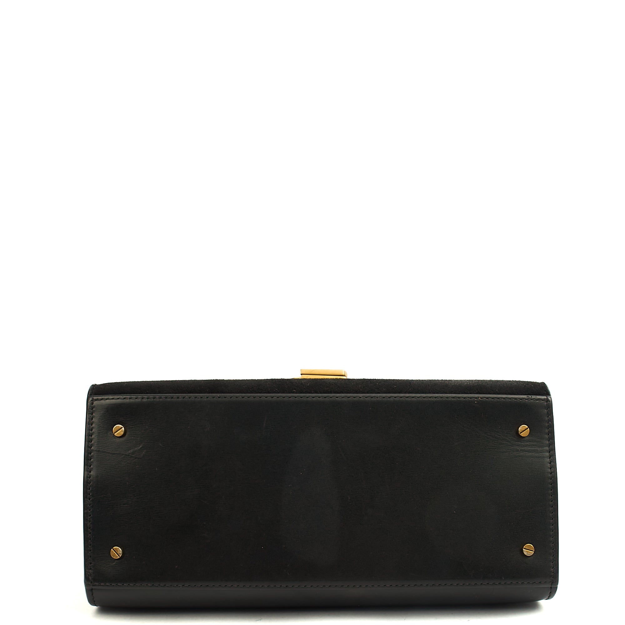 Saint Laurent Top Handle Cassandra Top Handle - Medium in Black, Leather — Detail View