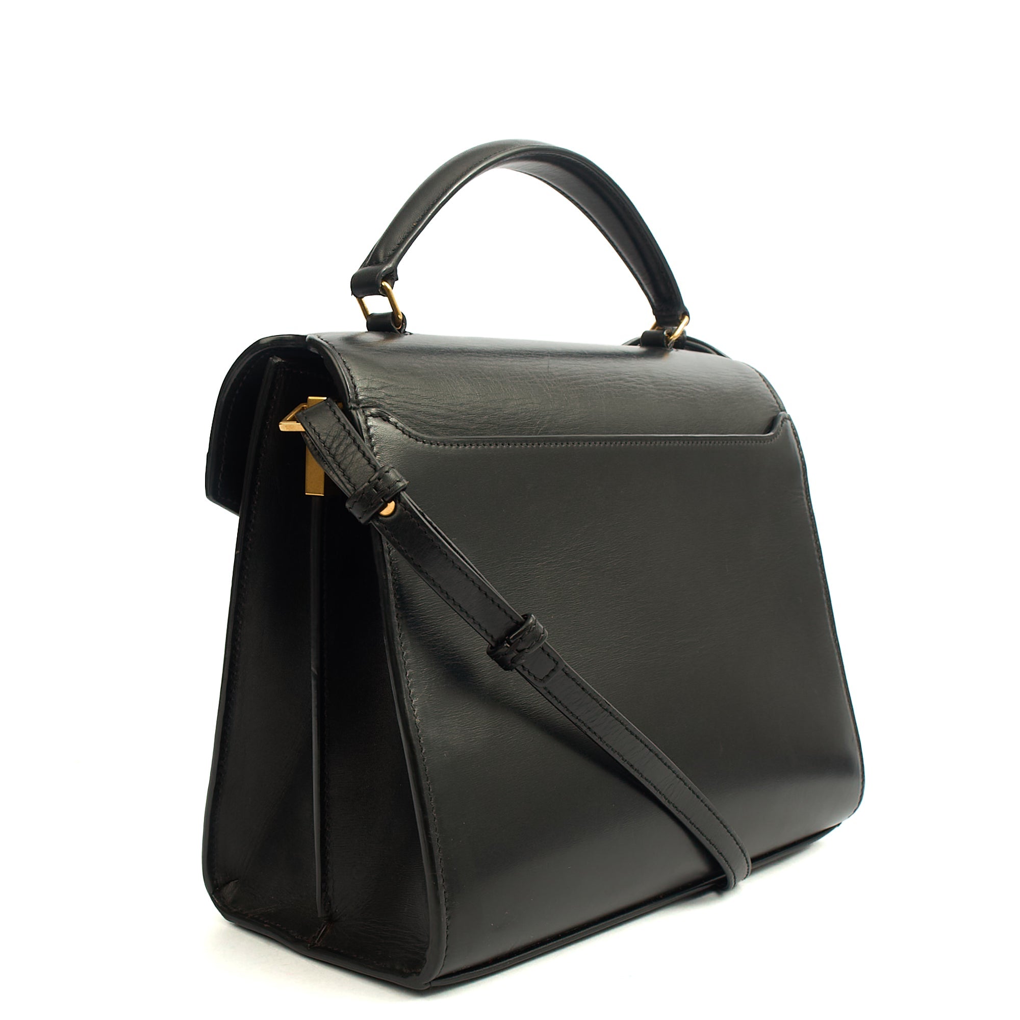 Saint Laurent Top Handle Cassandra Top Handle - Medium in Black, Leather — Alternate View 9