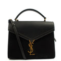 Saint Laurent Top Handle Cassandra Top Handle - Medium in Black, Leather — Front View