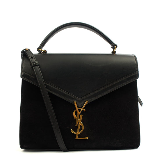 Saint Laurent Top Handle Cassandra Top Handle - Medium in Black, Leather — Front View