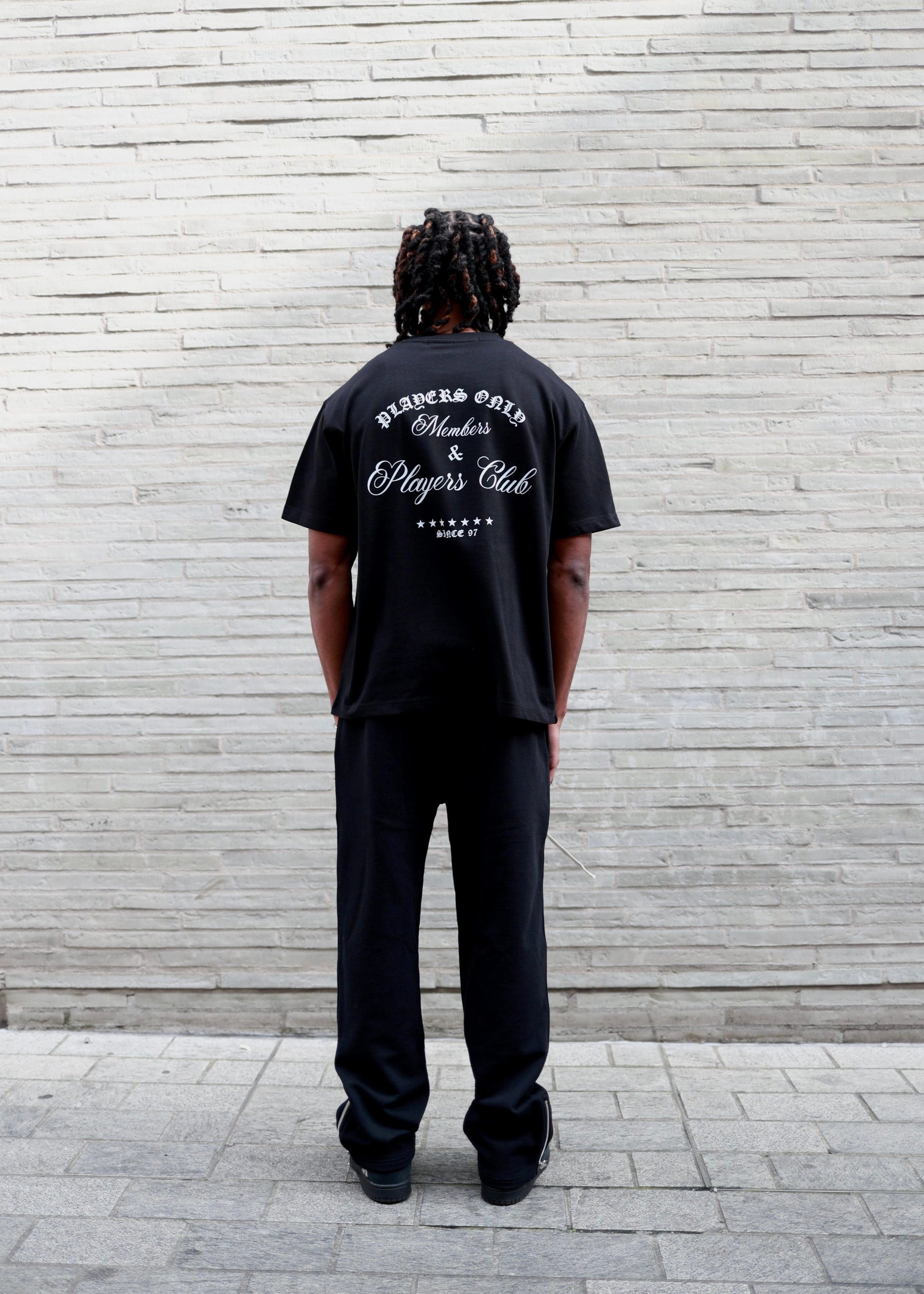 PLAYERS ONLY BLACK EMBROIDERED TEE — Small — Top View