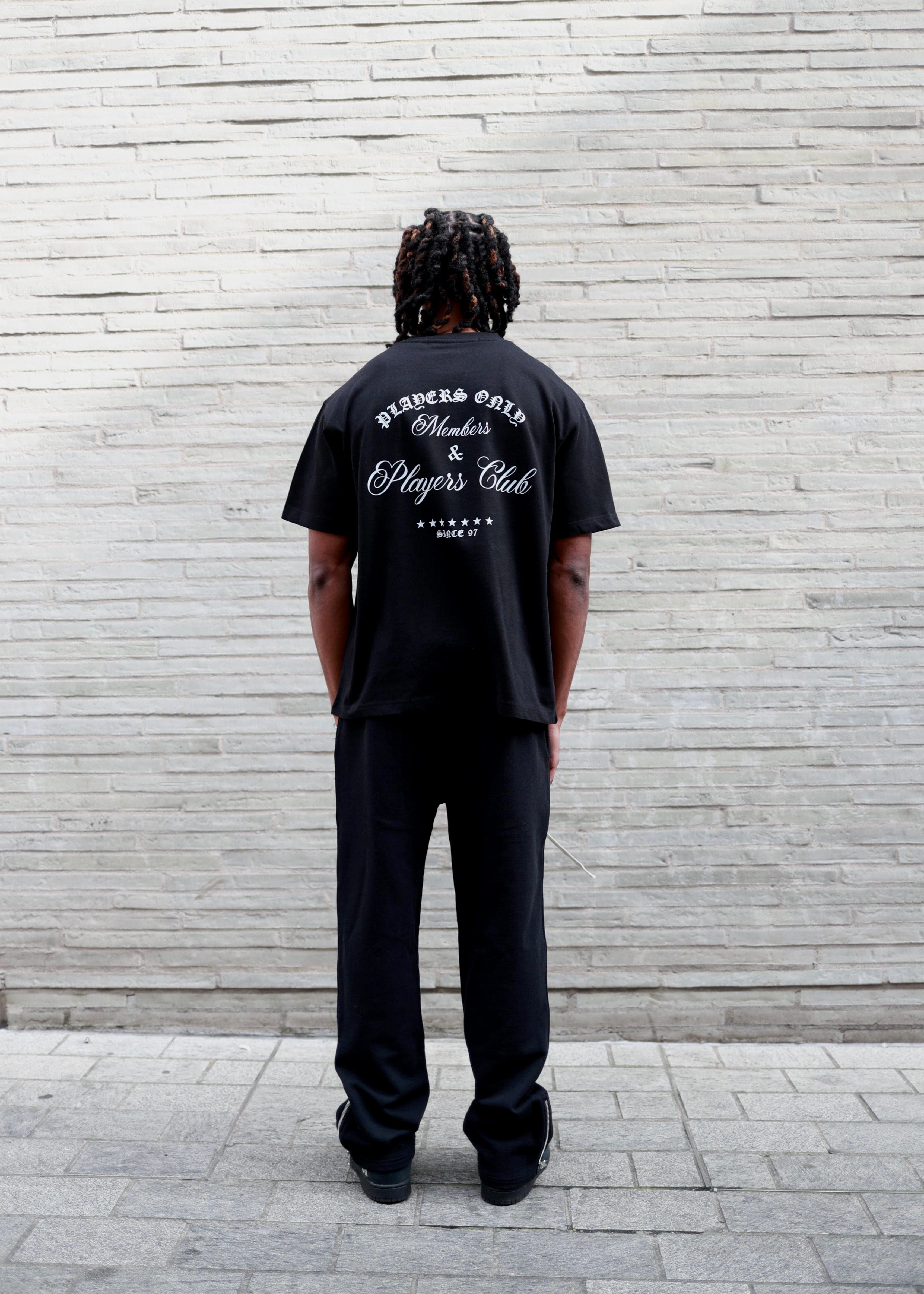 PLAYERS ONLY BLACK EMBROIDERED TEE — Small — Top View
