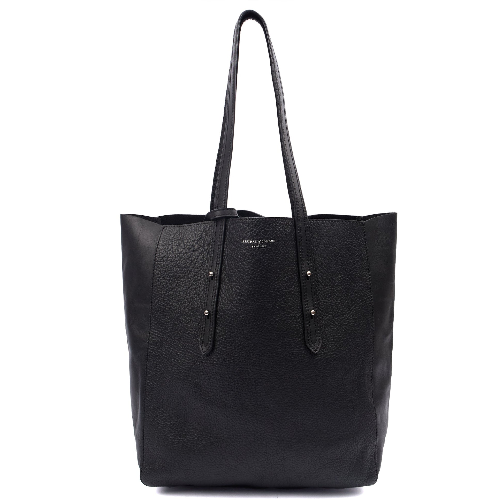 Aspinal of London Tote London Tote - Midi in Black, Leather — Front View