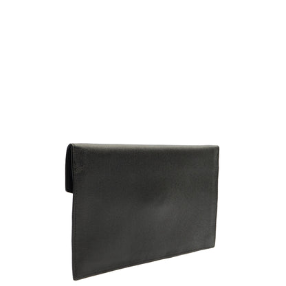 Saint Laurent Clutch Uptown Pouch in Black, Calfskin Leather — Side View