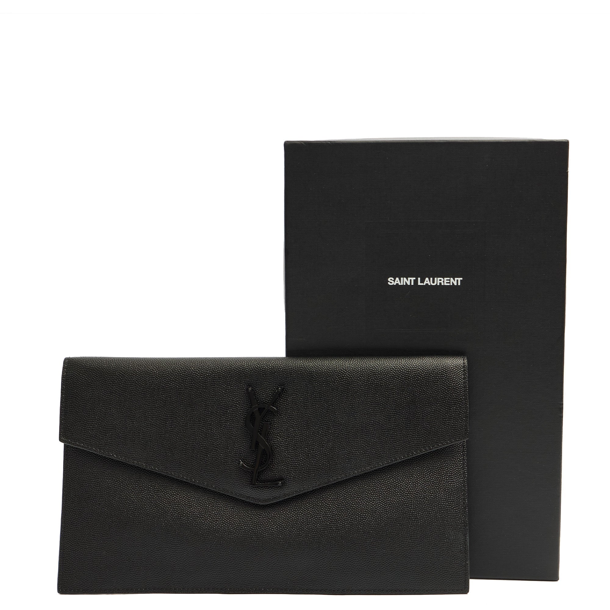 Saint Laurent Clutch Uptown Pouch in Black, Calfskin Leather — Alternate View 13