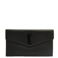 Saint Laurent Clutch Uptown Pouch in Black, Calfskin Leather — Front View