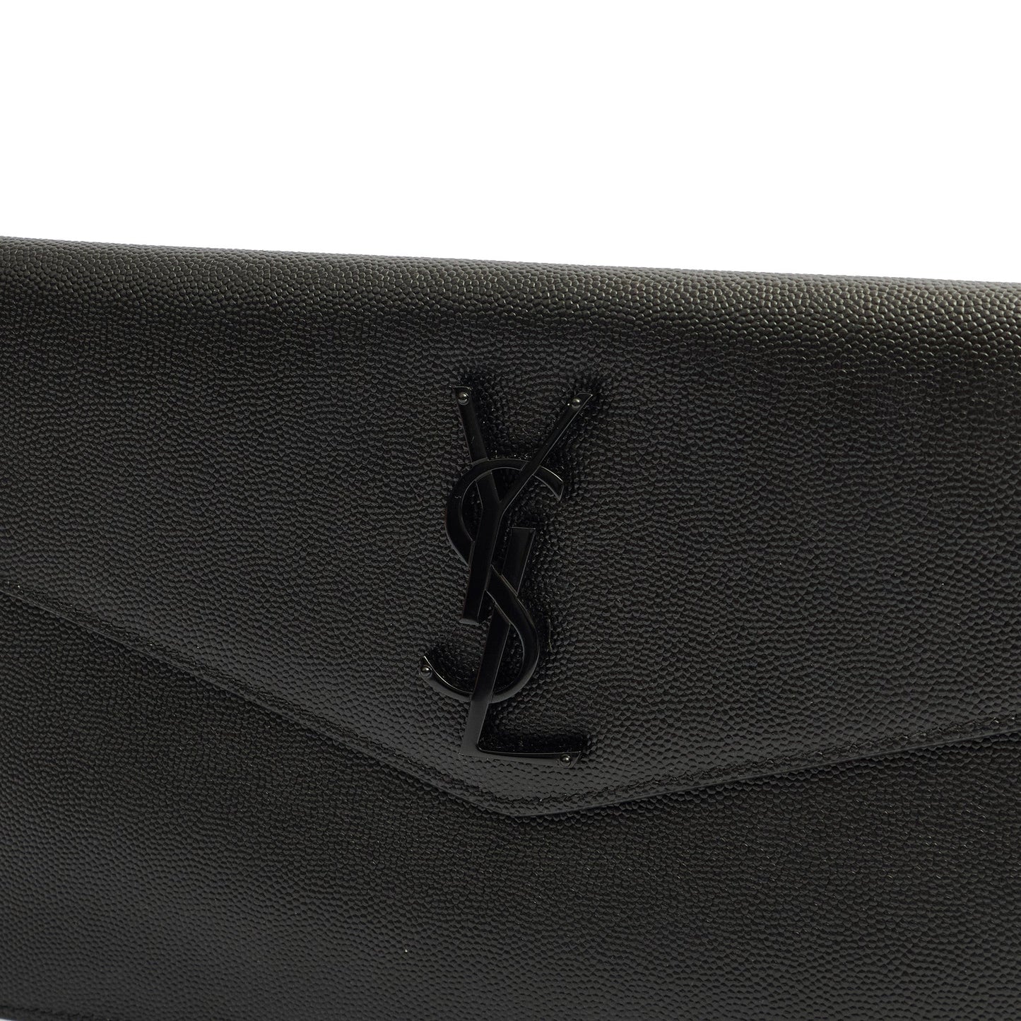 Saint Laurent Clutch Uptown Pouch in Black, Calfskin Leather — Detail View