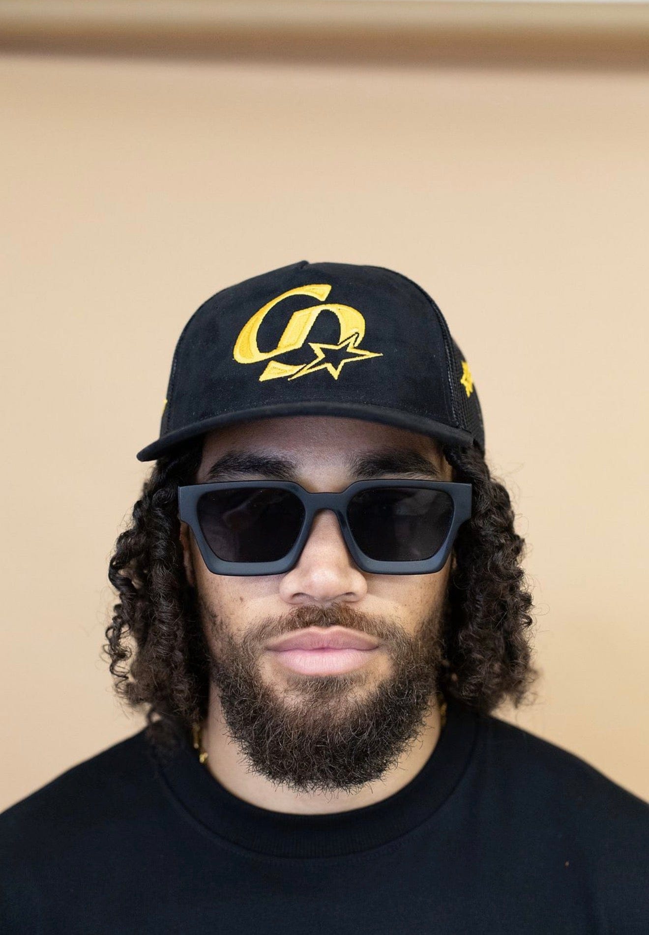 Cardair CD Star Suede Trucker - Black/Yellow — One Size — Back View