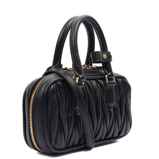Miu Miu Tote Arcadie in Black, Leather — Side View