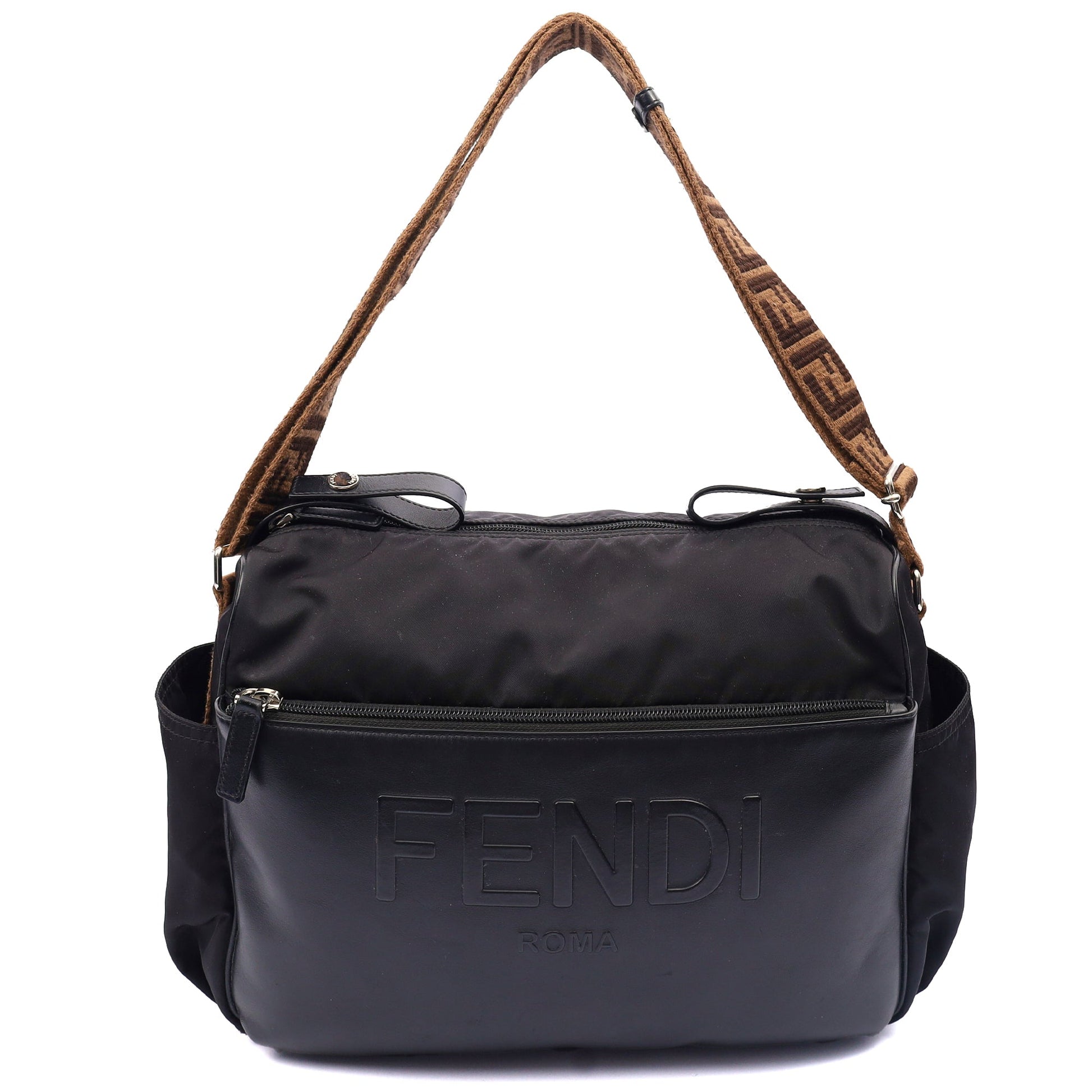 Fendi Tote Baby Changing Bag in Black, Fabric — Front View