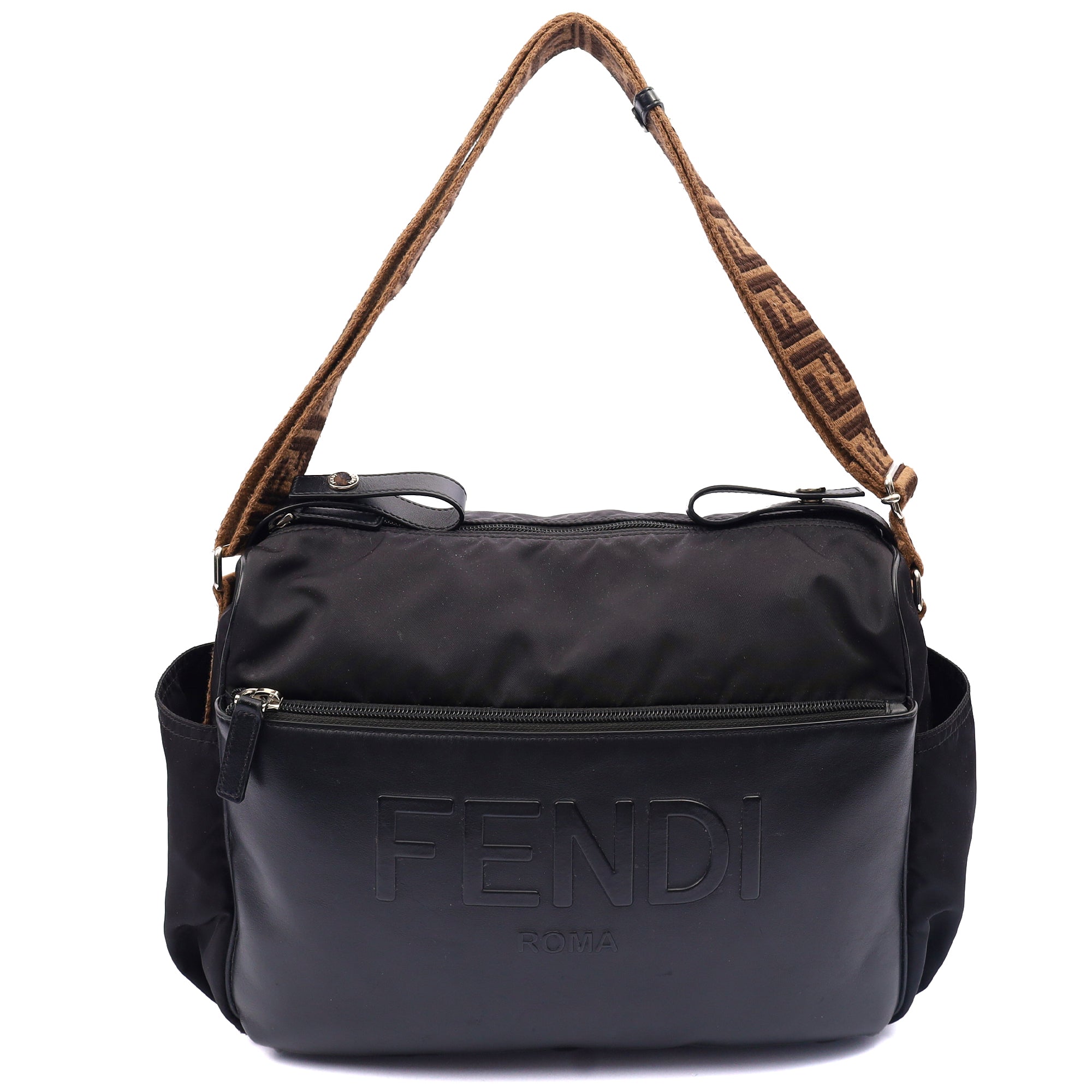Fendi Tote Baby Changing Bag in Black, Fabric — Front View