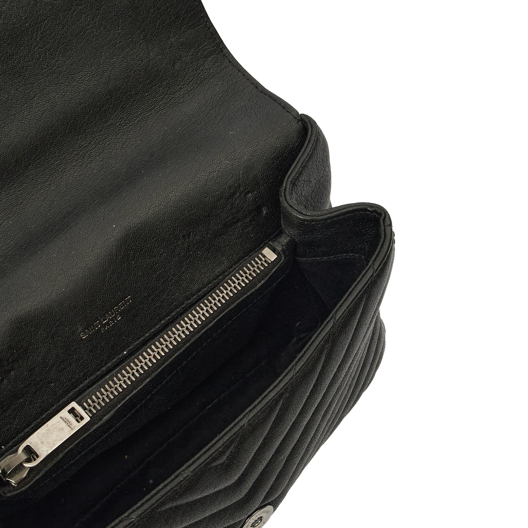 Saint Laurent Cross Body College - Medium in Black, Leather — Detail View