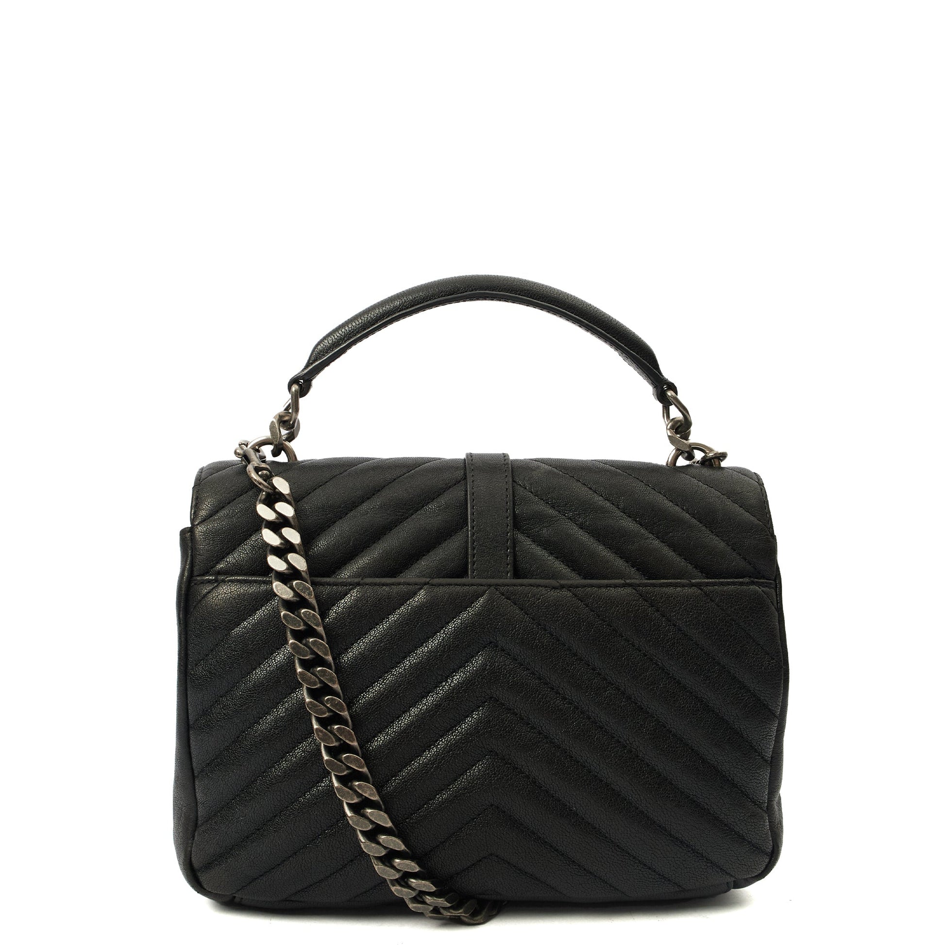 Saint Laurent Cross Body College - Medium in Black, Leather — Back View