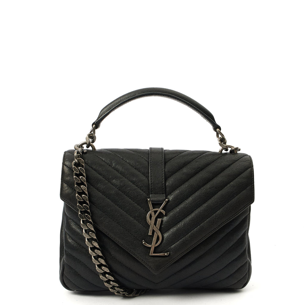 Saint Laurent Cross Body College - Medium in Black, Leather — Front View