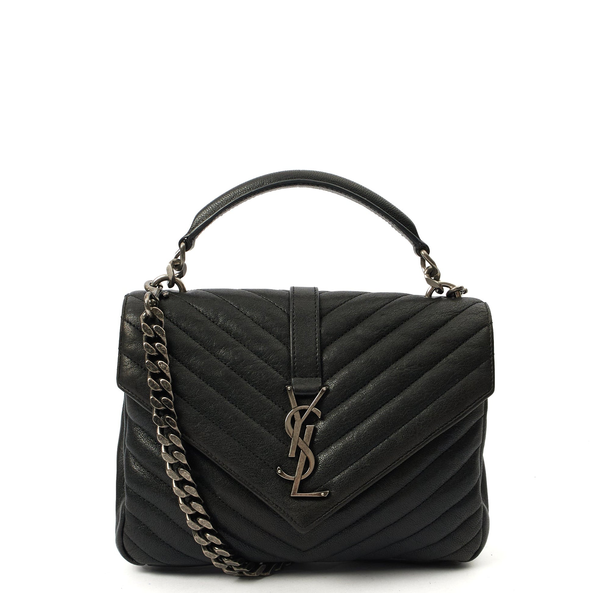 Saint Laurent Cross Body College - Medium in Black, Leather — Front View
