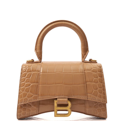 Balenciaga Mini Bag Hourglass Top Handle Small in Neutral, Exotic Effect Leather — Alternate View 8