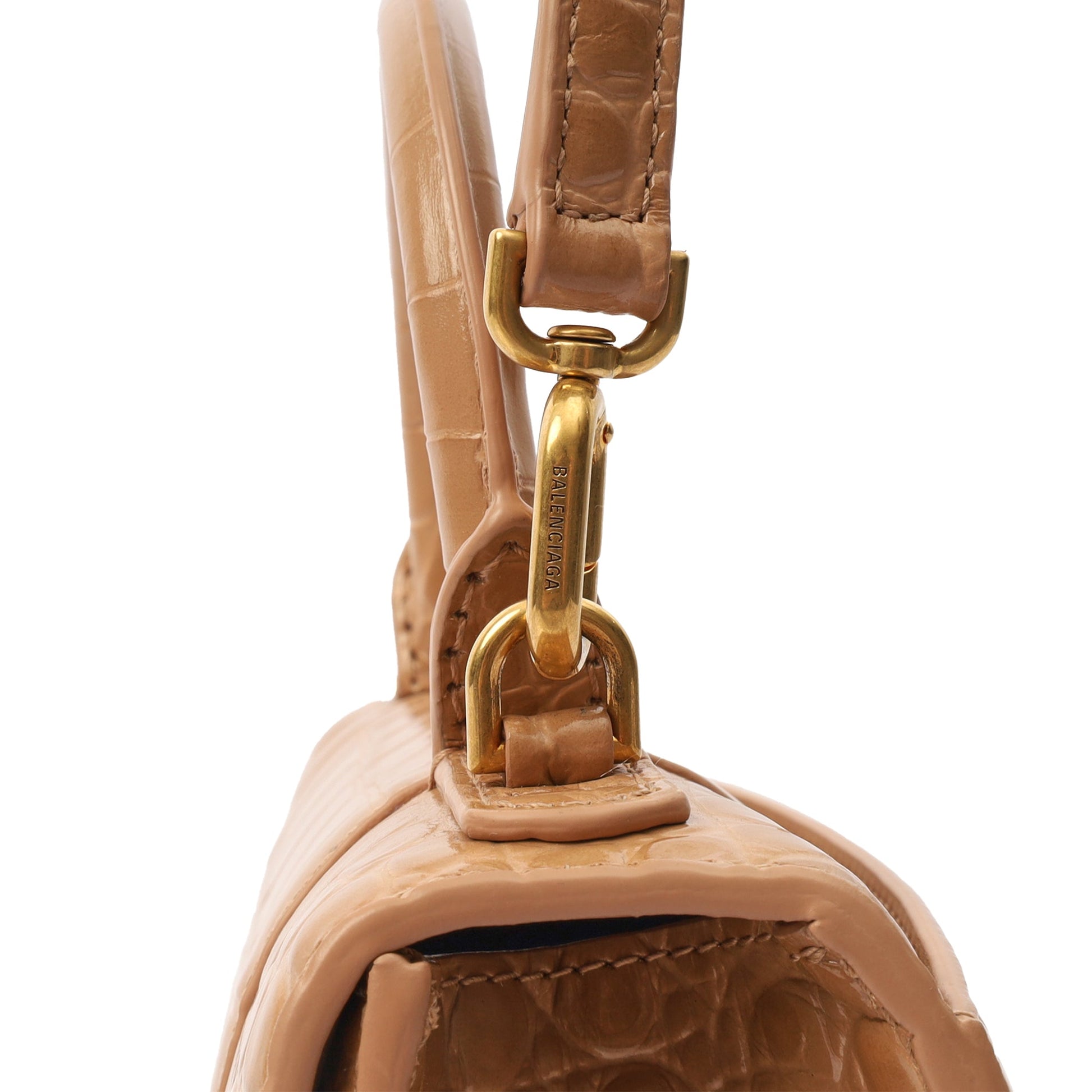 Balenciaga Mini Bag Hourglass Top Handle Small in Neutral, Exotic Effect Leather — Alternate View 12