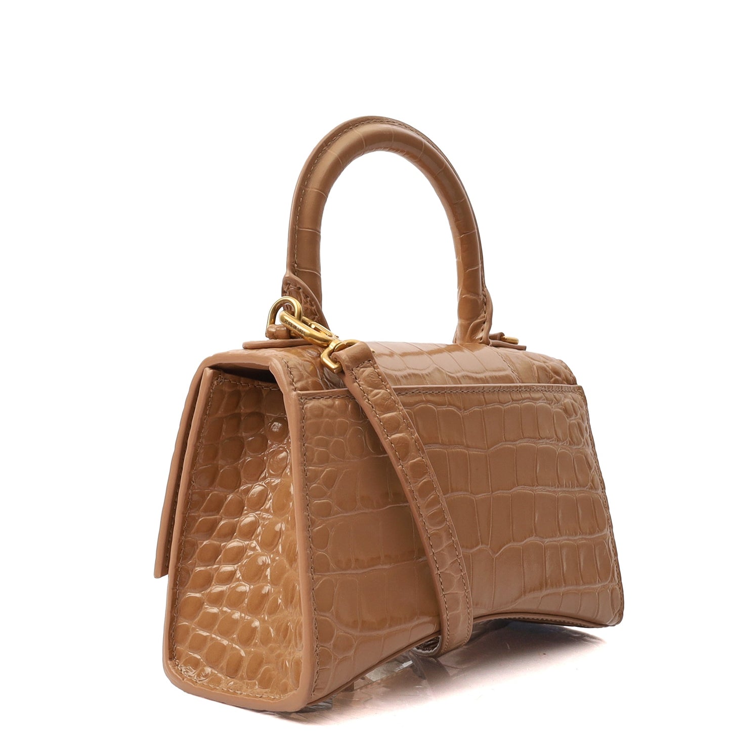 Balenciaga Mini Bag Hourglass Top Handle Small in Neutral, Exotic Effect Leather — Alternate View 9