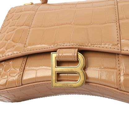 Balenciaga Mini Bag Hourglass Top Handle Small in Neutral, Exotic Effect Leather — Alternate View 13